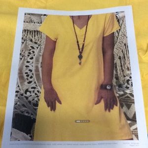 Short sleeve, v-neck dress, lemon yellow XL   A49